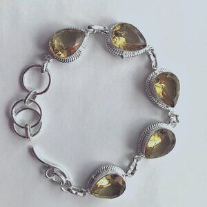 New Citrine in sterling silver bracelet  7-8"